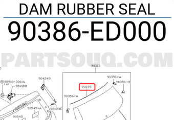 Nissan 90386ED000 DAM RUBBER SEAL