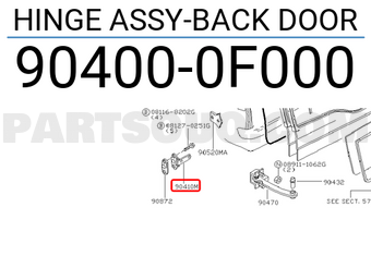 Nissan 904000F000 HINGE ASSY-BACK DOOR