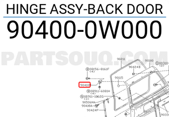 Nissan 904000W000 HINGE ASSY-BACK DOOR