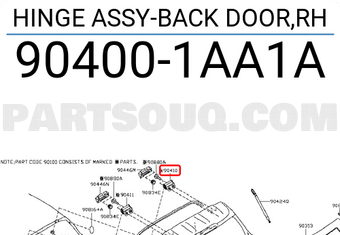 Nissan 904001AA1A HINGE ASSY-BACK DOOR,RH
