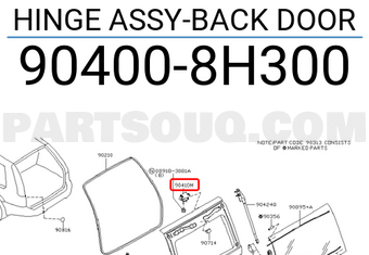 Nissan 904008H300 HINGE ASSY-BACK DOOR