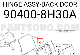 Nissan 904008H30A HINGE ASSY-BACK DOOR