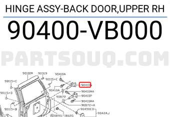 Nissan 90400VB000 HINGE ASSY-BACK DOOR,UPPER RH