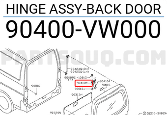 Nissan 90400VW000 HINGE ASSY-BACK DOOR