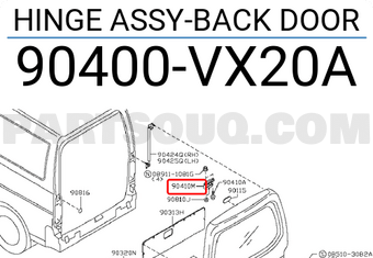 Nissan 90400VX20A HINGE ASSY-BACK DOOR