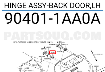 Nissan 904011AA0A HINGE ASSY-BACK DOOR,LH