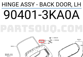 Nissan 904013KA0A HINGE ASSY - BACK DOOR, LH