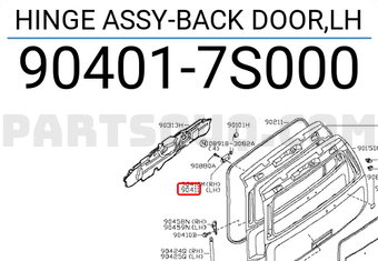 Nissan 904017S000 HINGE ASSY-BACK DOOR,LH