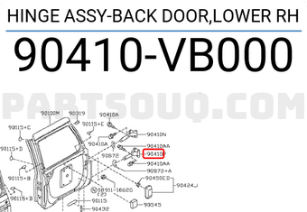 Nissan 90410VB000 HINGE ASSY-BACK DOOR,LOWER RH