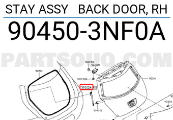 Nissan 904503NF0A STAY ASSY BACK DOOR, RH