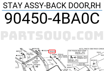 Nissan 904504BA0C STAY ASSY-BACK DOOR,RH