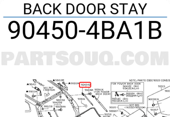 Nissan 904504BA1B BACK DOOR STAY