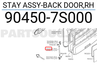 Nissan 904507S000 STAY ASSY-BACK DOOR,RH