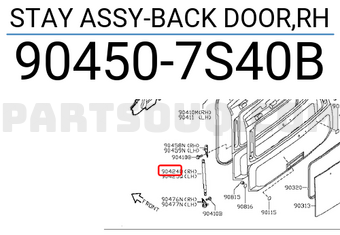 Nissan 904507S40B STAY ASSY-BACK DOOR,RH