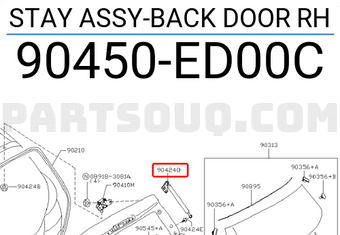 Nissan 90450ED00C STAY ASSY-BACK DOOR RH