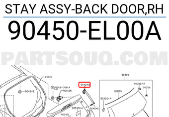 Nissan 90450EL00A STAY ASSY-BACK DOOR,RH