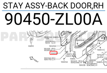 Nissan 90450ZL00A STAY ASSY-BACK DOOR,RH