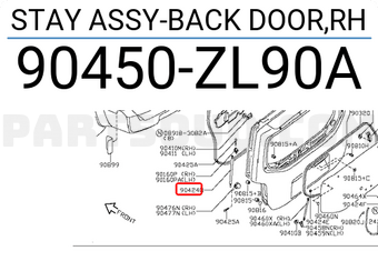 Nissan 90450ZL90A STAY ASSY-BACK DOOR,RH