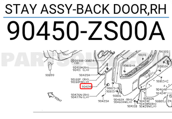 Nissan 90450ZS00A STAY ASSY-BACK DOOR,RH