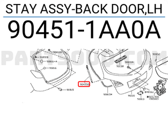 Nissan 904511AA0A STAY ASSY-BACK DOOR,LH