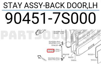 Nissan 904517S000 STAY ASSY-BACK DOOR,LH