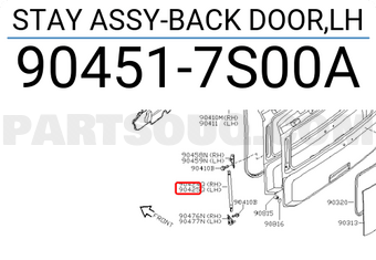 Nissan 904517S00A STAY ASSY-BACK DOOR,LH