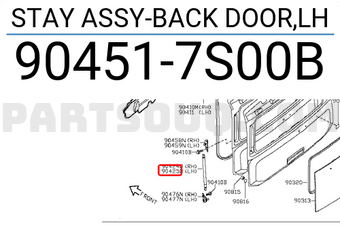 Nissan 904517S00B STAY ASSY-BACK DOOR,LH