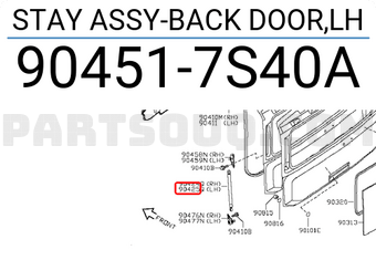 Nissan 904517S40A STAY ASSY-BACK DOOR,LH