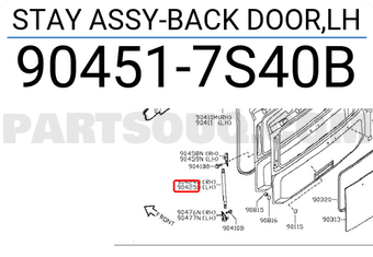 Nissan 904517S40B STAY ASSY-BACK DOOR,LH