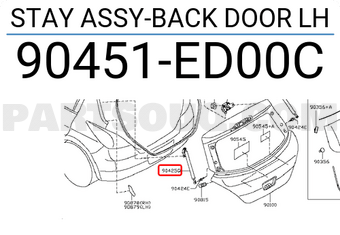 Nissan 90451ED00C STAY ASSY-BACK DOOR LH