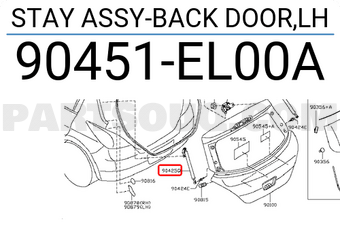 Nissan 90451EL00A STAY ASSY-BACK DOOR,LH