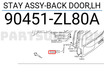 Nissan 90451ZL80A STAY ASSY-BACK DOOR,LH