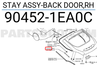 Nissan 904521EA0C STAY ASSY-BACK DOOR,RH