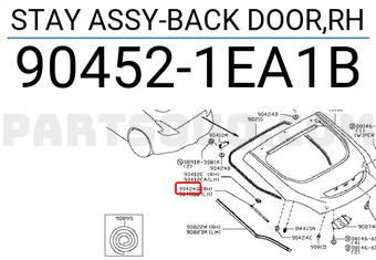 Nissan 904521EA1B STAY ASSY-BACK DOOR,RH
