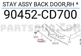 Nissan 90452CD700 STAY ASSY BACK DOOR,RH *