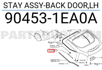 Nissan 904531EA0A STAY ASSY-BACK DOOR,LH
