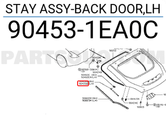 Nissan 904531EA0C STAY ASSY-BACK DOOR,LH