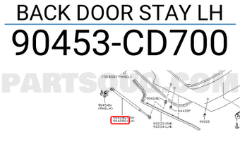 Nissan 90453CD700 BACK DOOR STAY LH