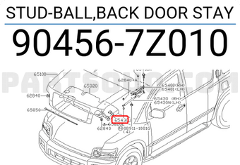 Nissan 904567Z010 STUD-BALL,BACK DOOR STAY
