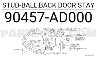 Nissan 90457AD000 STUD-BALL,BACK DOOR STAY