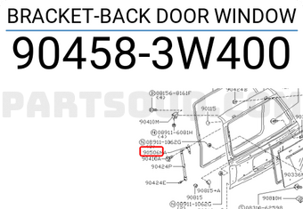 Nissan 904583W400 BRACKET-BACK DOOR WINDOW