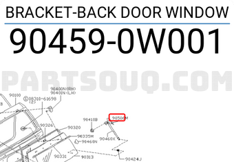 Nissan 904590W001 BRACKET-BACK DOOR WINDOW