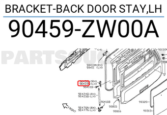 Nissan 90459ZW00A BRACKET-BACK DOOR STAY,LH