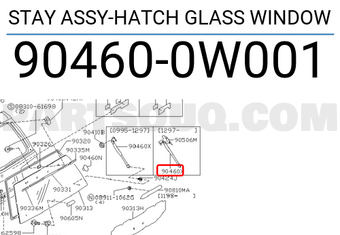 Nissan 904600W001 STAY ASSY-HATCH GLASS WINDOW