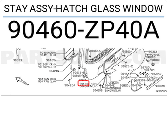 Nissan 90460ZP40A STAY ASSY-HATCH GLASS WINDOW