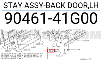 Nissan 9046141G00 STAY ASSY-BACK DOOR,LH