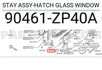 Nissan 90461ZP40A STAY ASSY-HATCH GLASS WINDOW