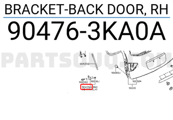 Nissan 904763KA0A BRACKET-BACK DOOR, RH