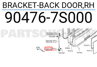 Nissan 904767S000 BRACKET-BACK DOOR,RH