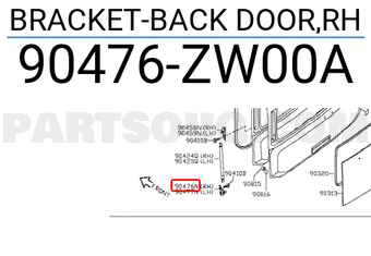 Nissan 90476ZW00A BRACKET-BACK DOOR,RH